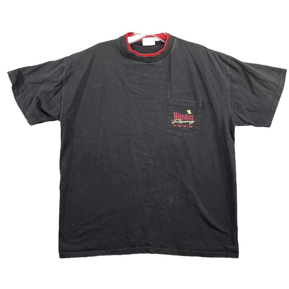 Vintage Winston Racing Team Pocket Tee Shirt Men's XL Nascar Cigarettes Made USA